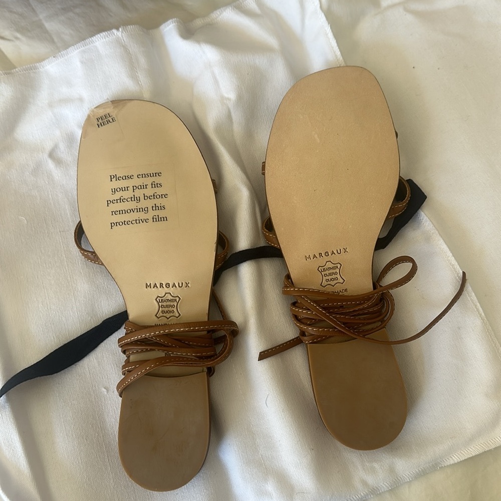 Margaux Brown Leather Wrap Sandal - Picture 5 of 6